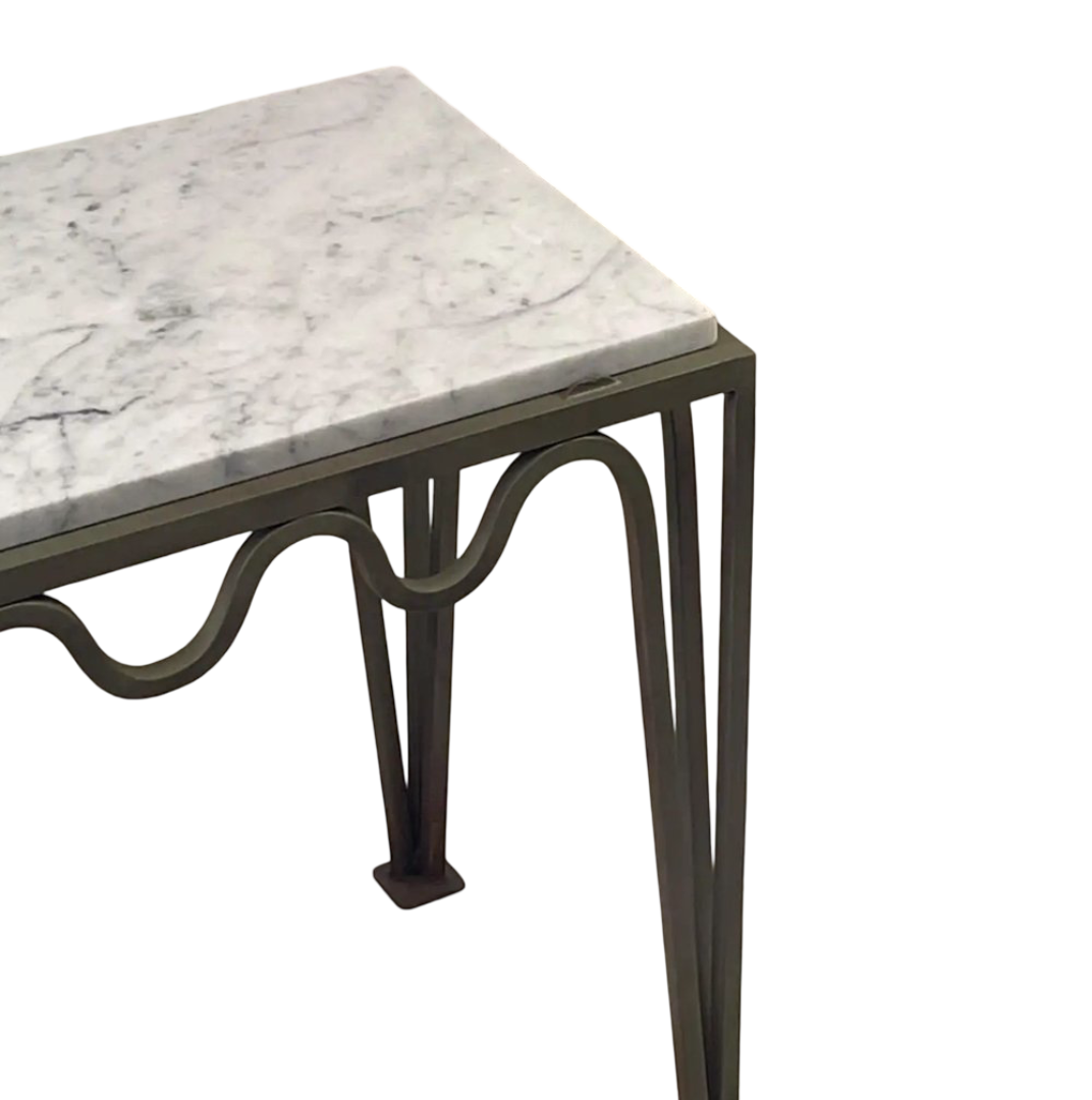 Table d'appoint 'Méandre' verdigris / marbre