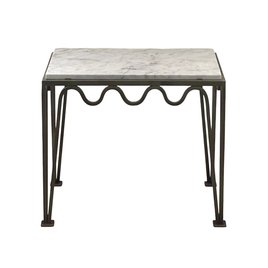 Table d'appoint 'Méandre' verdigris / marbre