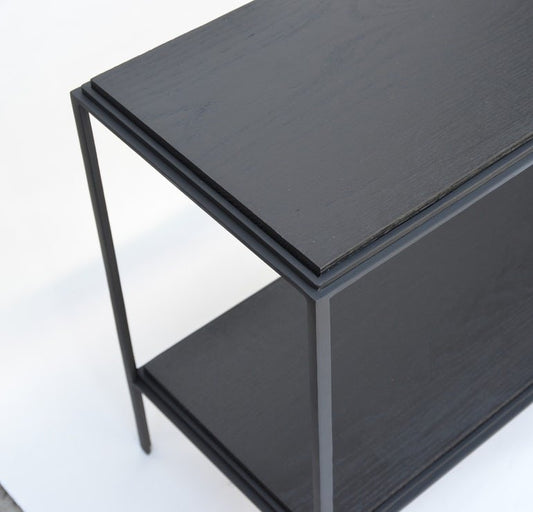 Table d'appoint 'Rectiligne' avec plateaux en chêne noirci