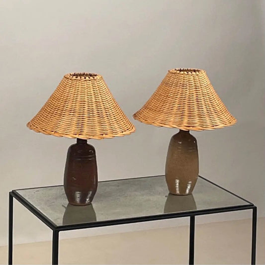 Paire de lampes 'Gourde' en grès 2 tons