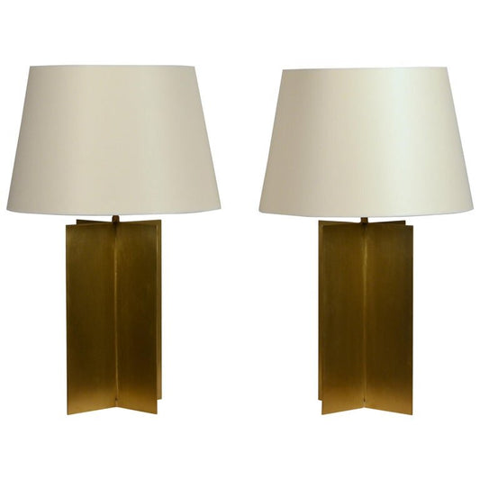 Paire de lampe 'Croisillion' en Laiton