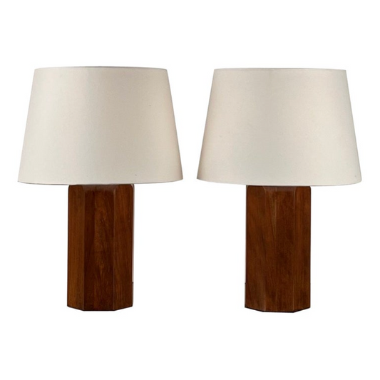 Paire de lampes 'Octogone' en Noyer